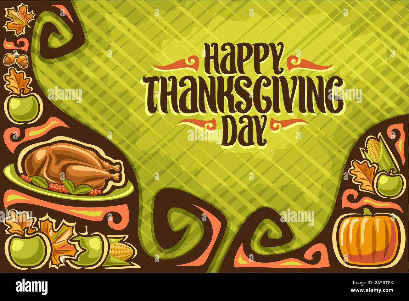 Vector greeting card for Thanksgiving Day, template with copy space for ...