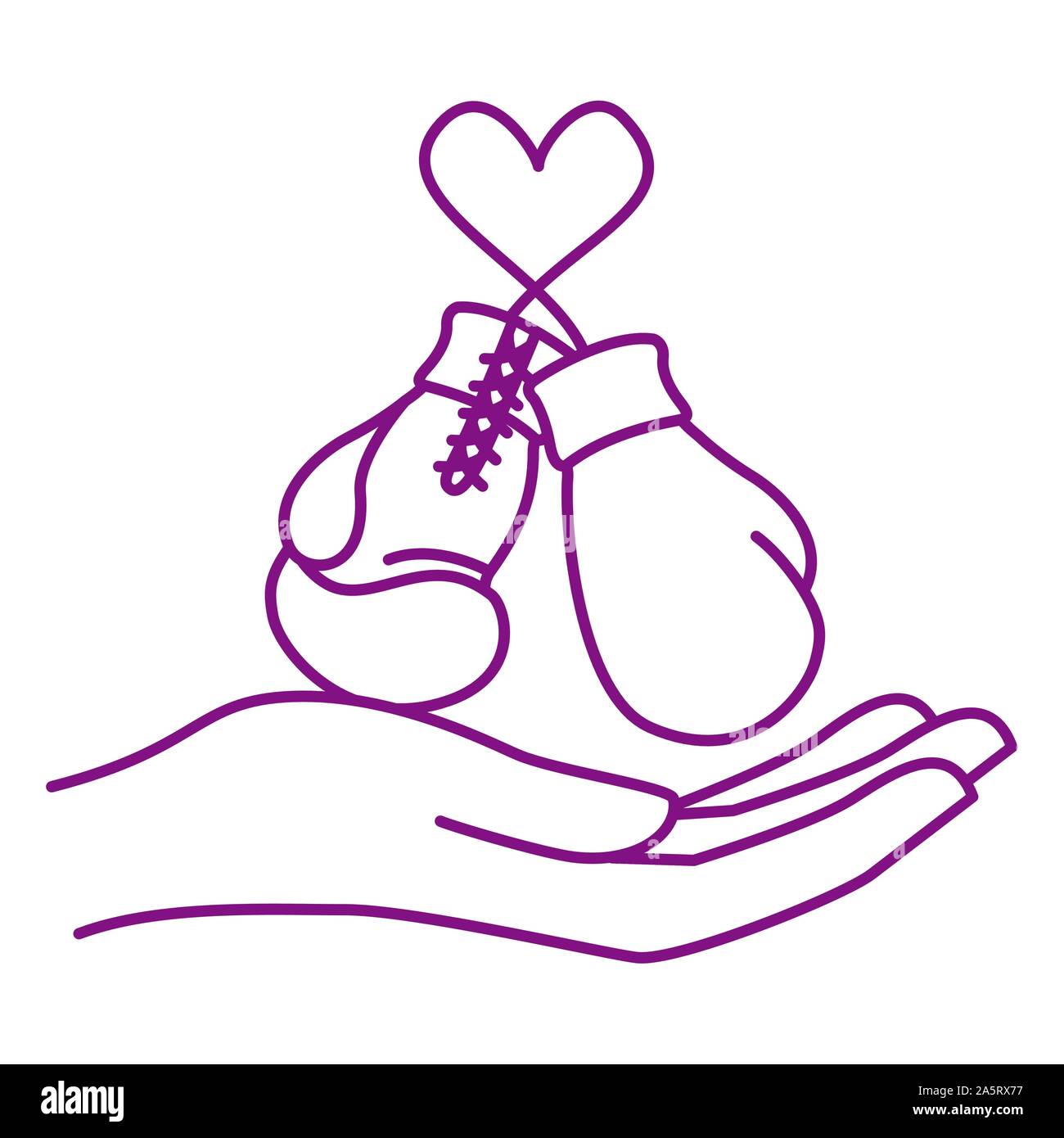 boxing gloves hanging with hand sport equipment icon Stock Vector Image ...