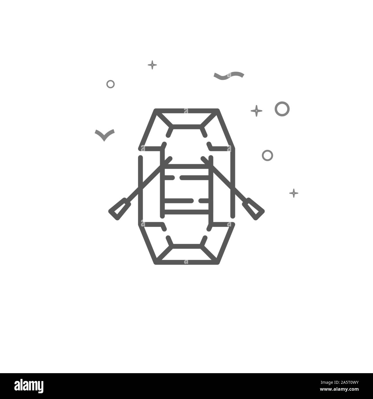 Inflatable boat simple vector line icon. Fishing symbol, pictogram ...