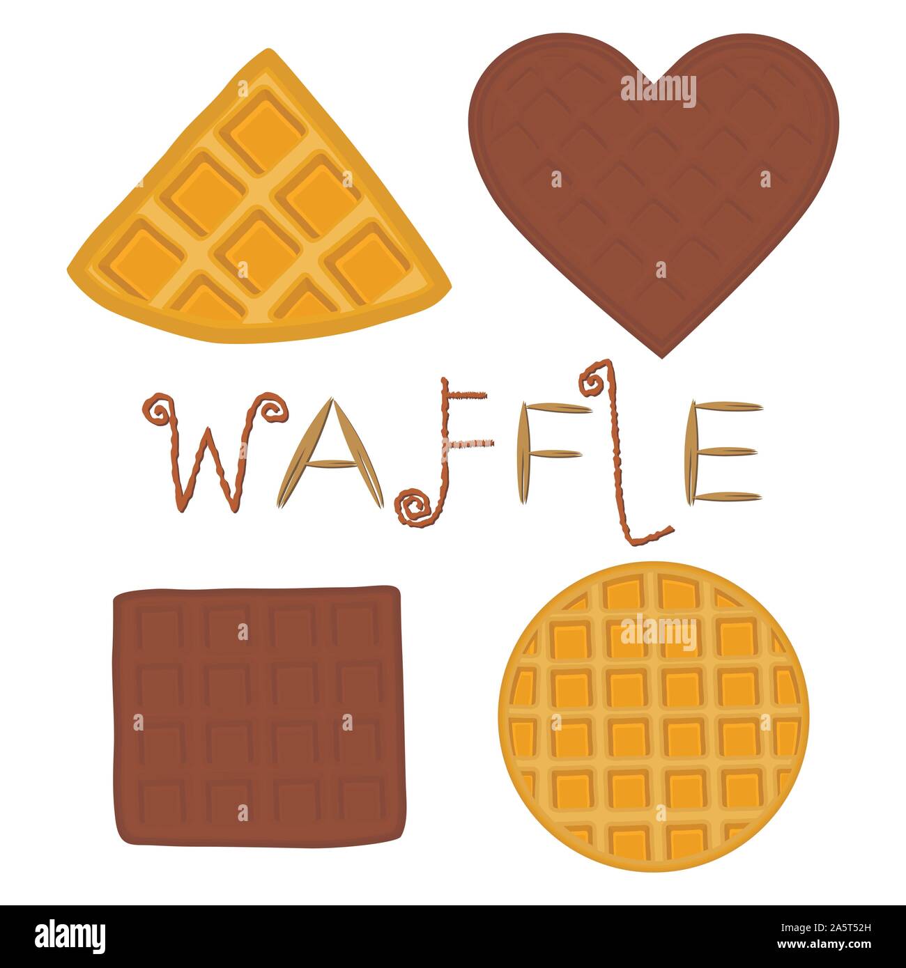 Vector icon illustration logo for set various sweet waffles. Waffle