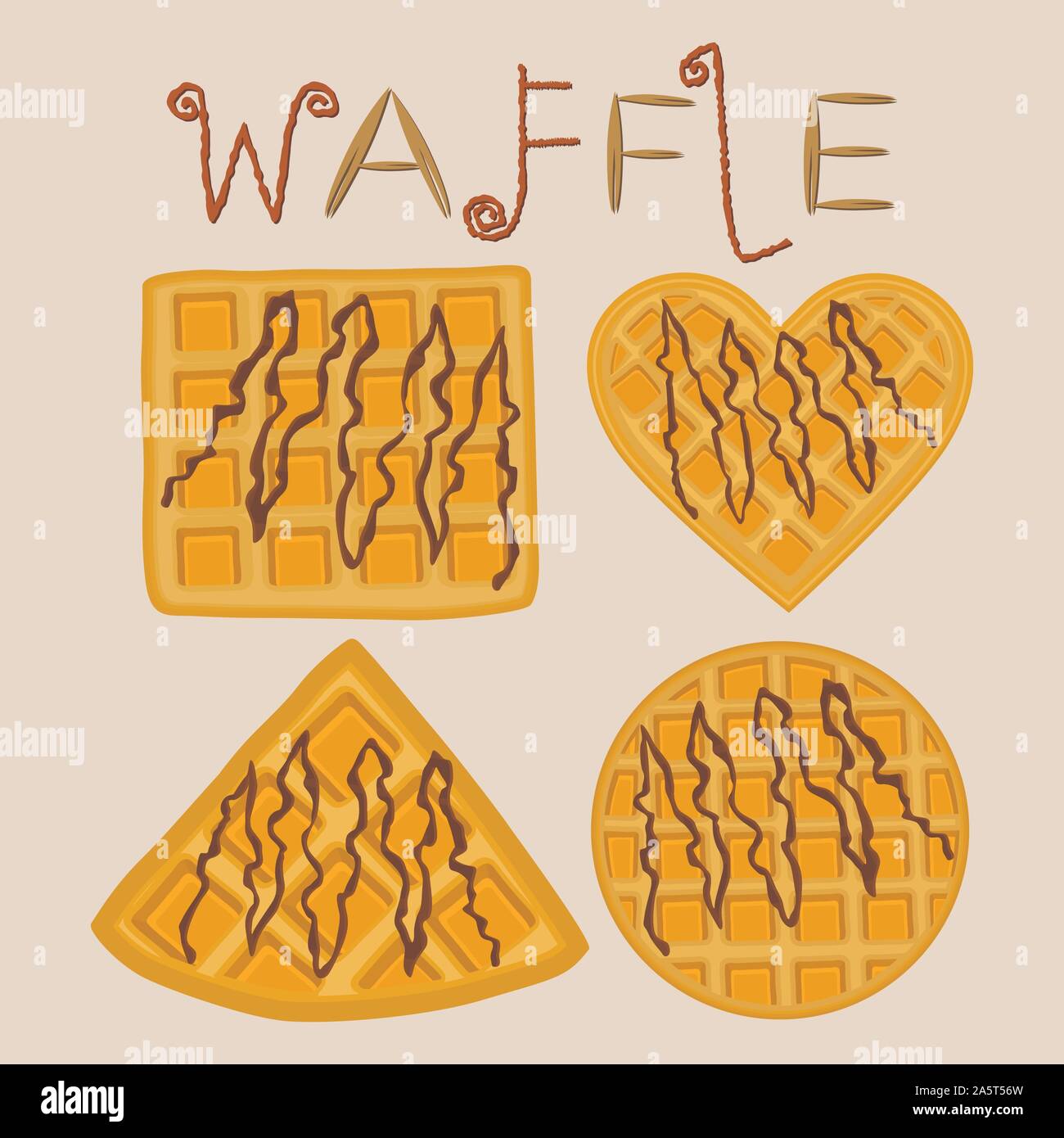 Vector icon illustration logo for set various sweet waffles. Waffle