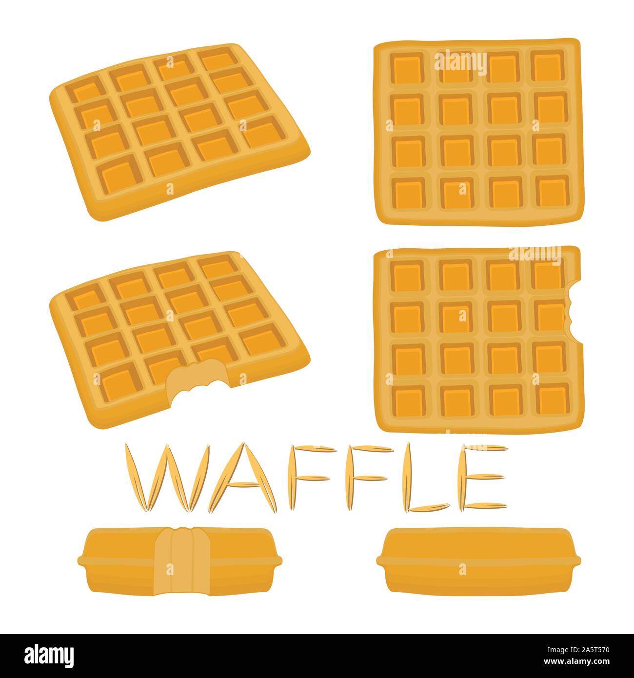 Vector Icon Illustration Logo For Set Various Sweet Waffles Waffle Pattern Consisting Of Slice Different Dessert Confectionery Fresh Wafer With Milk Stock Vector Image Art Alamy