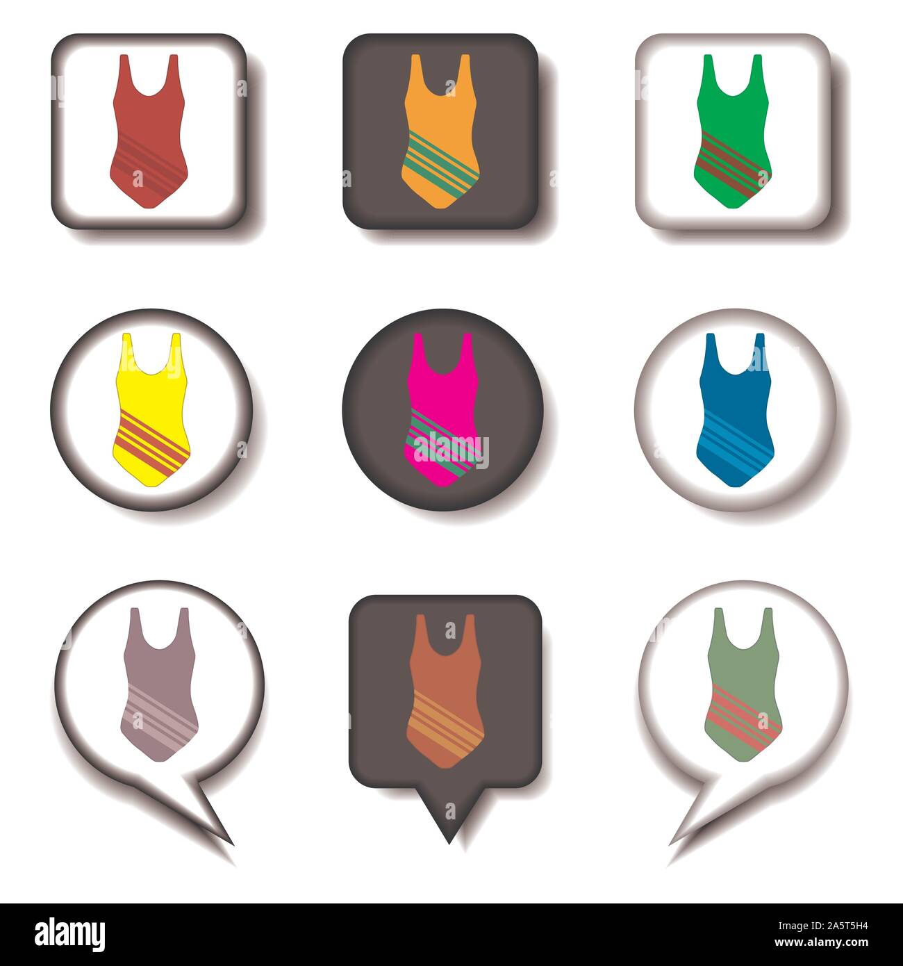 Vector icon illustration logo for set symbols sea suit swimsuit