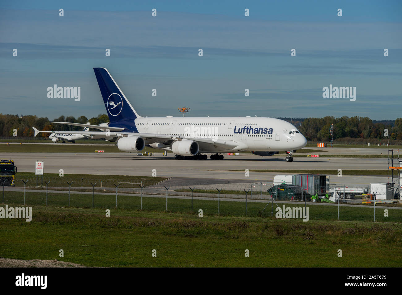 Waiting Lufthansa Airbus A380 Stock Photo