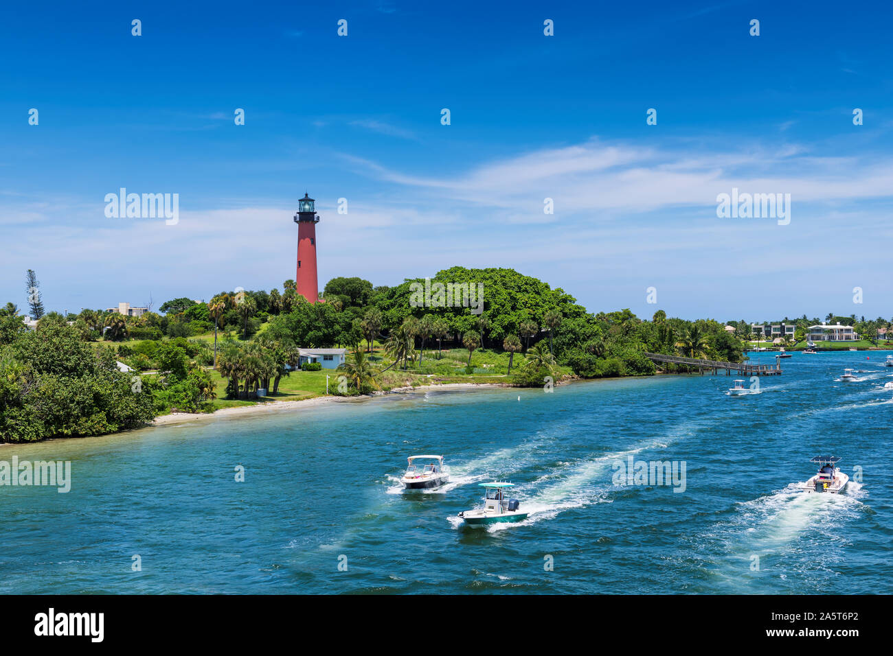 Jupiter lighthouse at sunny summer day in West Palm Beach, Florida Stock Photo