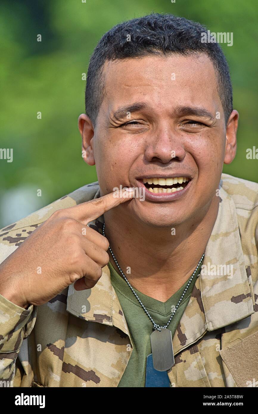 Male Soldier With Toothache Stock Photo - Alamy