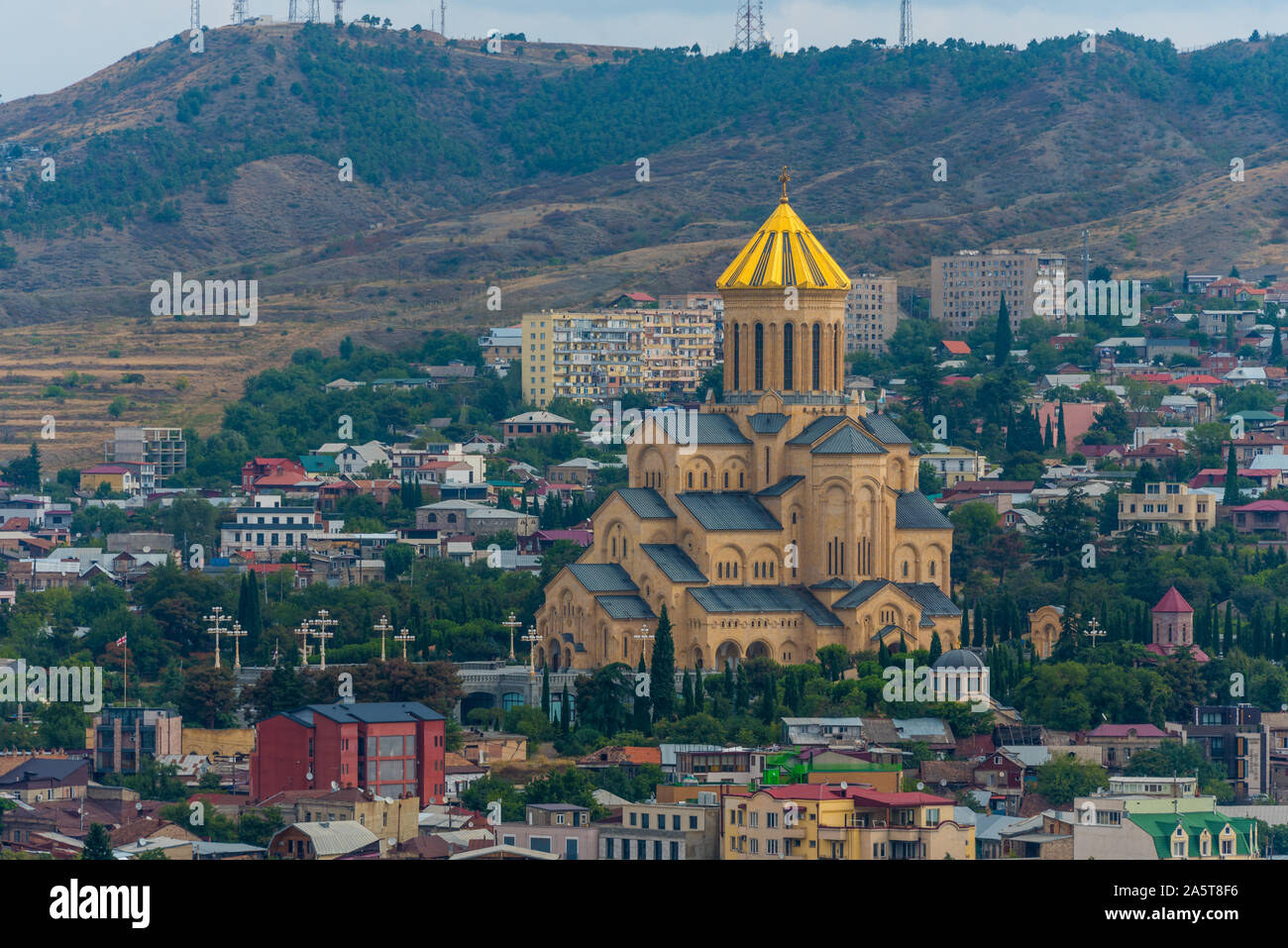 Georgia, Tbilisi, Avlabari, Tsminda Sameba Cathedral (Holy Trinity Cathedral) Stock Photo