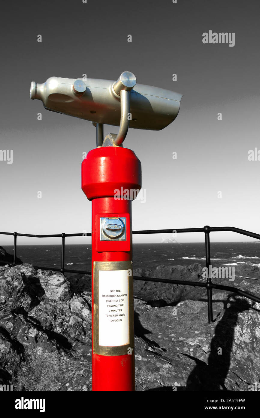 Coin-operated telescope, Scottish Seabird Centre, The Harbour, North  Berwick, Scotland, UK Stock Photo - Alamy