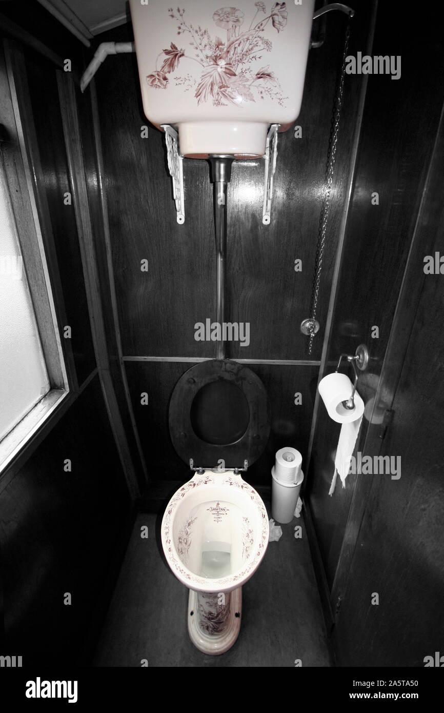NYMR, Vintage toilet compartment, North York Moors Railway, North Yorkshire, England UK Stock Photo
