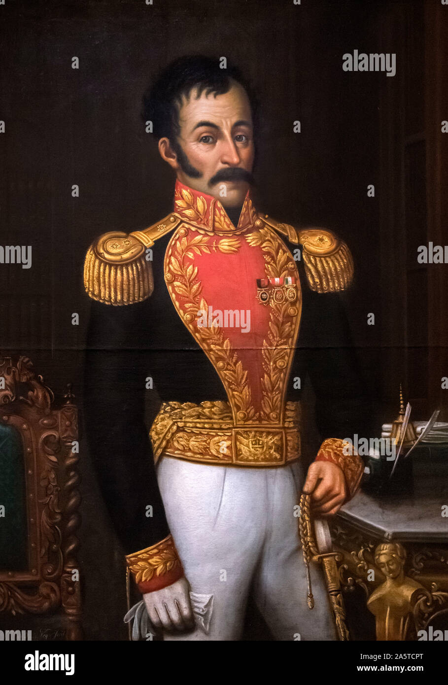 Simon Bolivar (1783-1830) by V. Paz de la Vega, oil on canvas, 1885. Stock Photo