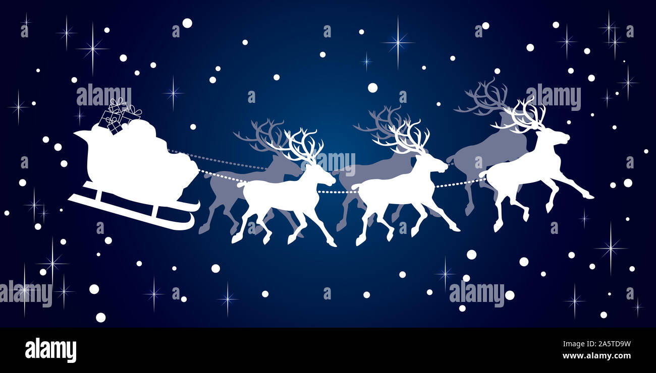 Christmas paper reindeers and sleigh design illustration Stock Photo