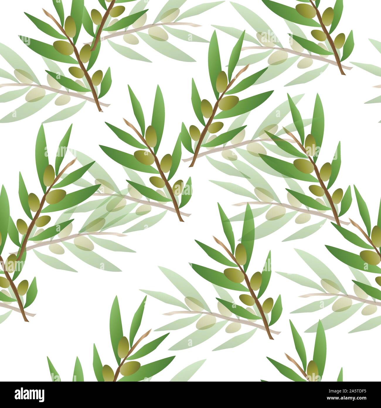seamless floral pattern with green olive trees vector Stock Vector ...