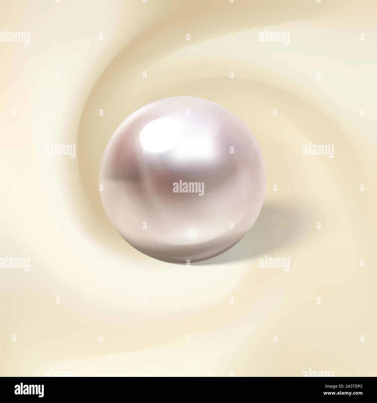 Light silk, rolled around a realistic pearl. Vector Stock Vector