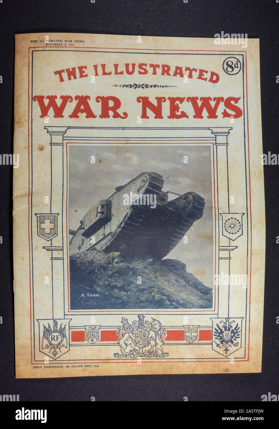 Front page of 'The War Illustrated' wartime magazine (5th December 1917), a piece of replica memorabilia from the World War One era. Stock Photo