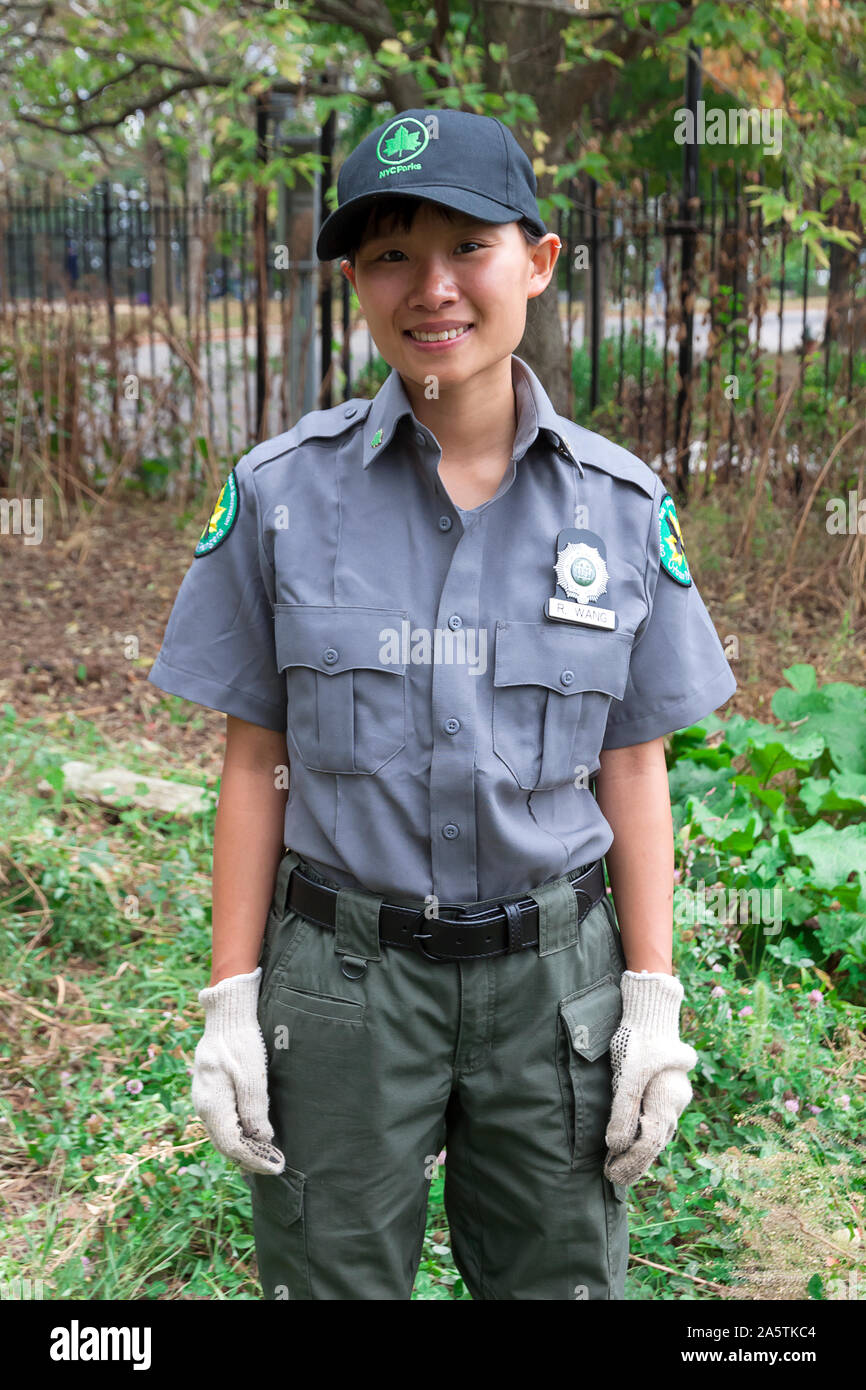 Female Urban Park Ranger, New York City, United States. Stock Photo