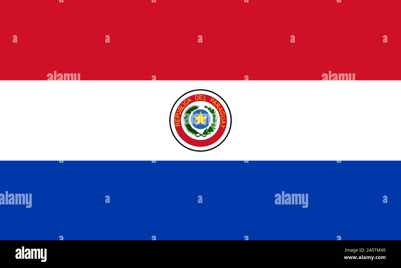Nationalfahne, Flagge von Paraguay, Suedamerika Stock Photo