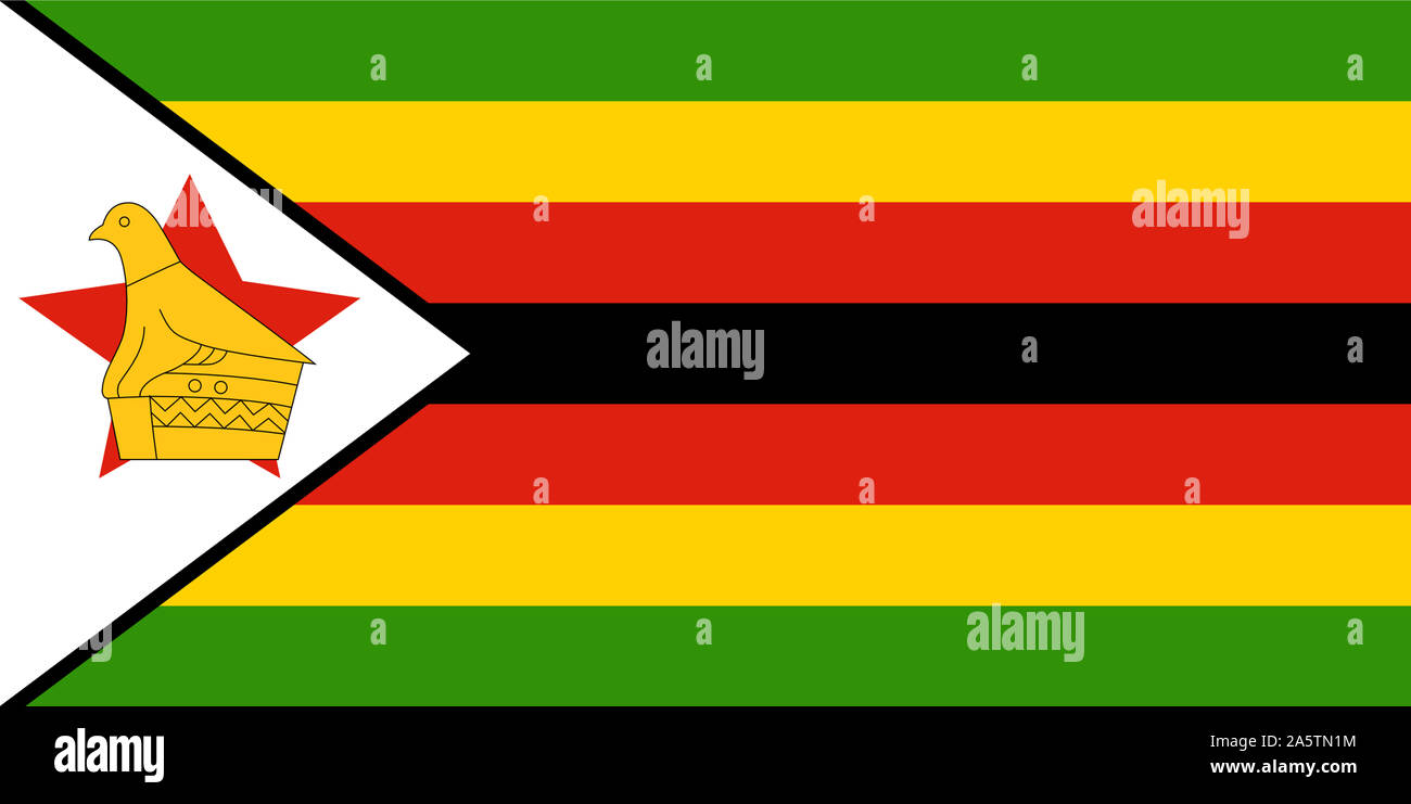 Nationalfahne, Flagge von Simbabwe, ehemals Suedrhodesien, Afrika Stock Photo