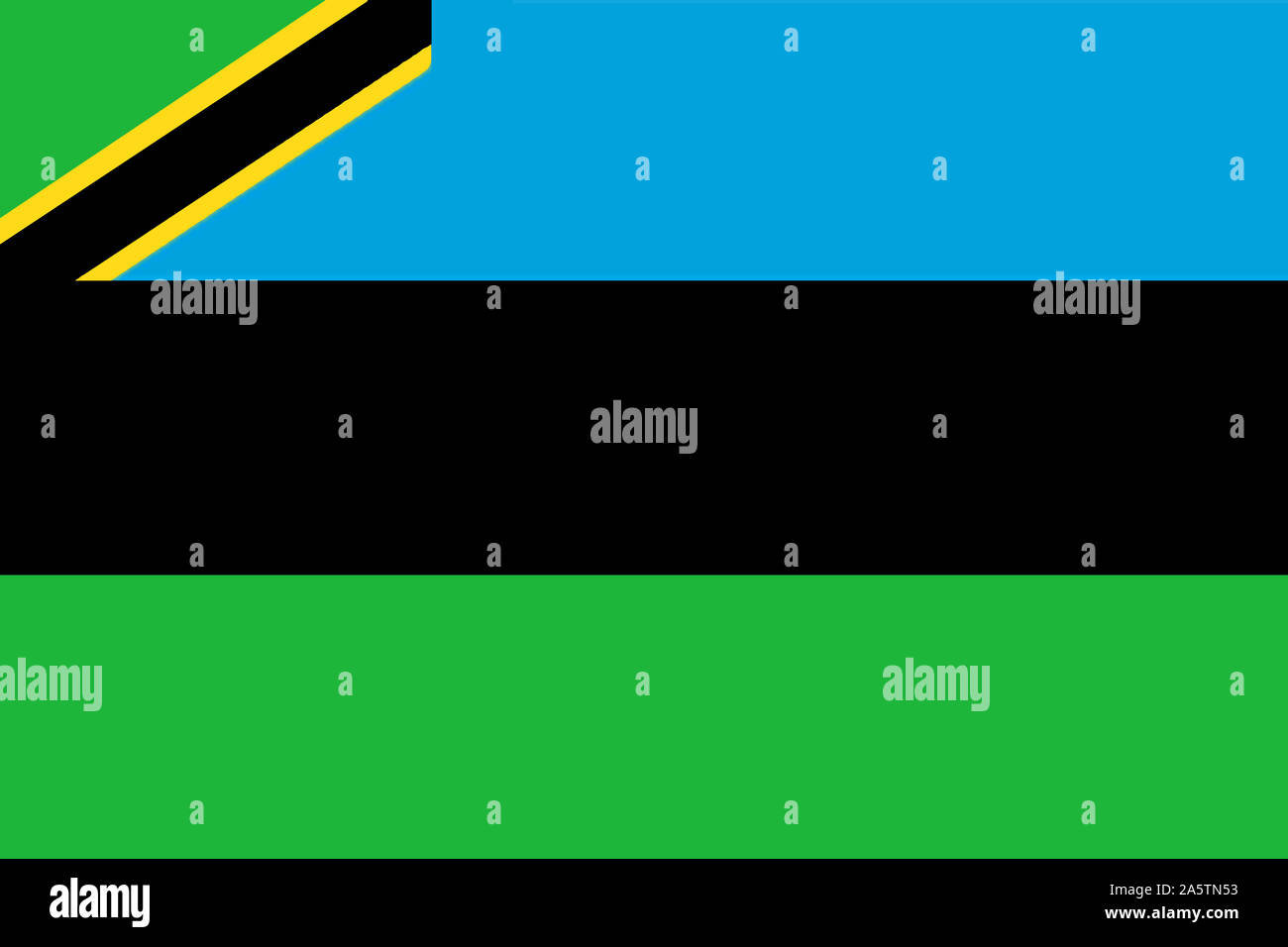 Nationalfahne, Flagge von Sansibar, Teilstaat von Tansania, Afrika Stock Photo