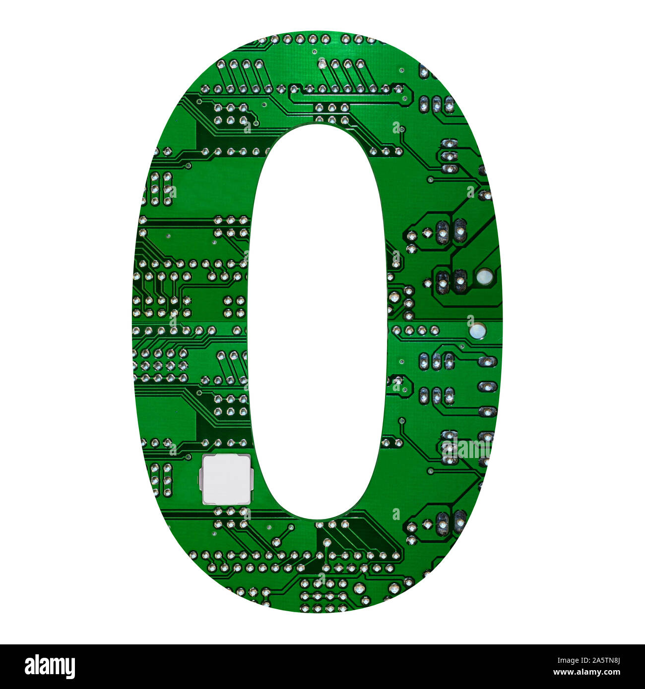 Number 0 zero, Alphabet in circuit board style. Digital hi-tech letter ...