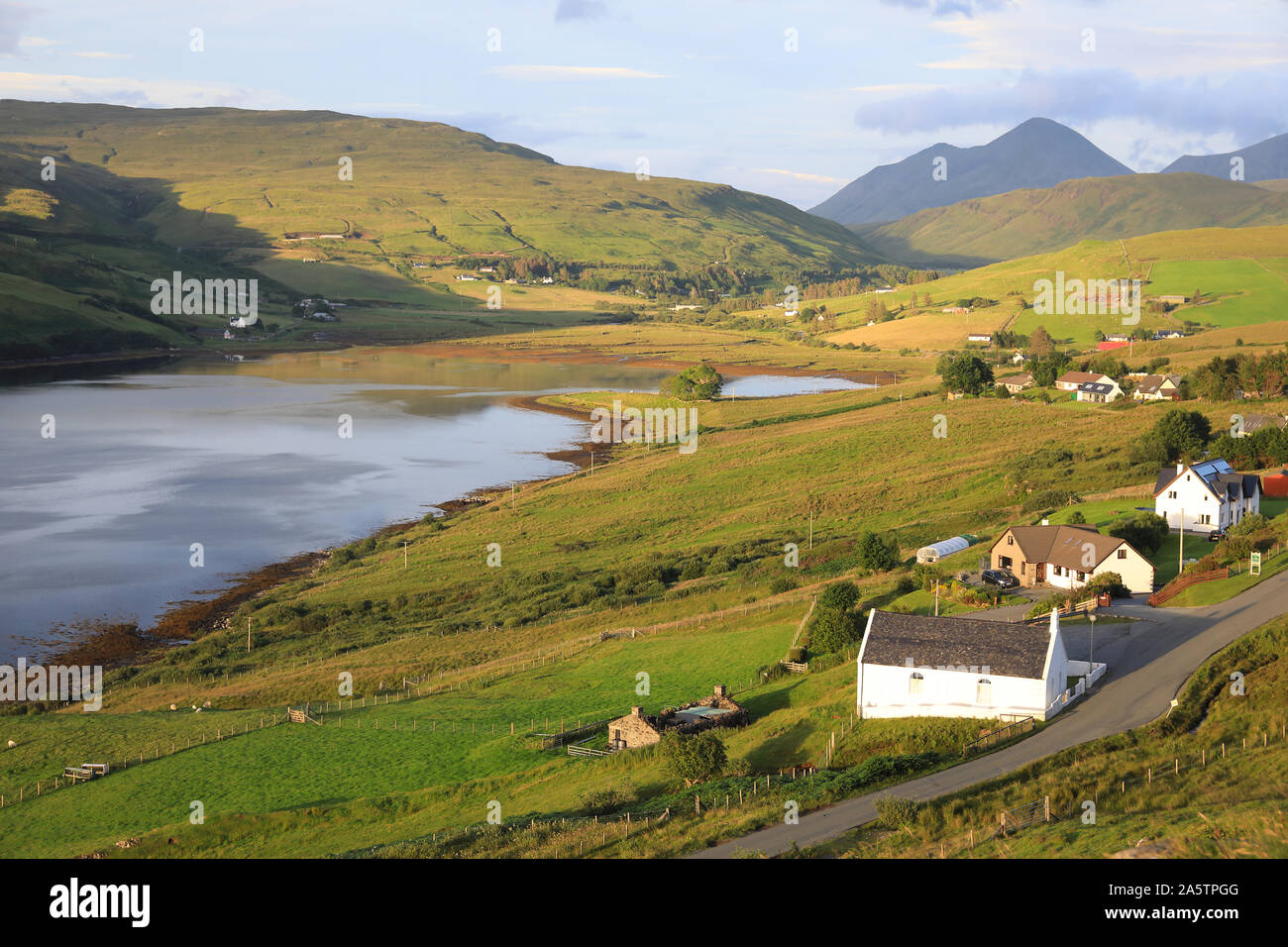 View over Loch Harport at Carbost on the Isle of Skye in the Inner Hebrides, in Scotland, in the UK Stock Photo