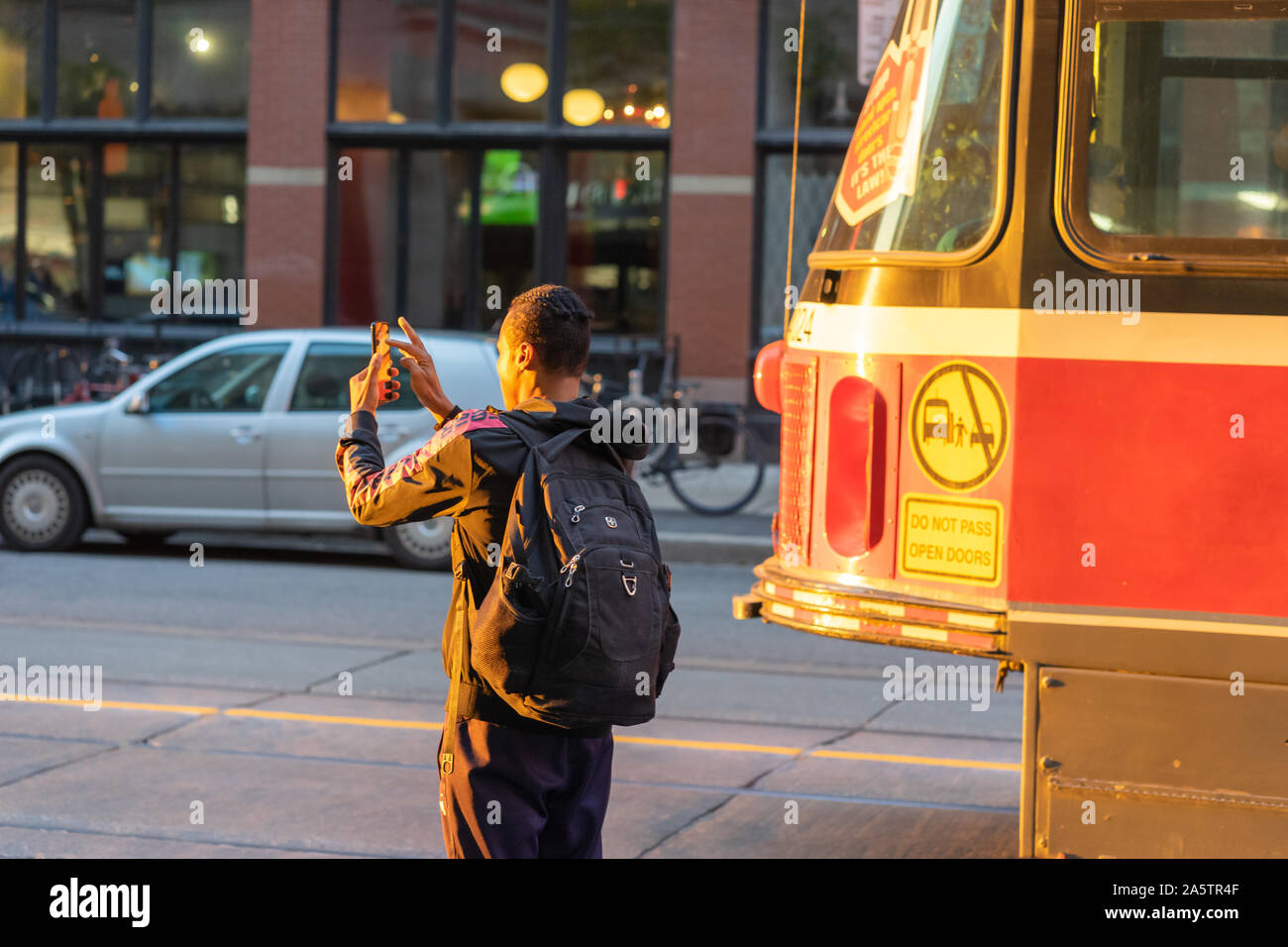 Yonge Street in Toronto lit up for a moment during this Sunday