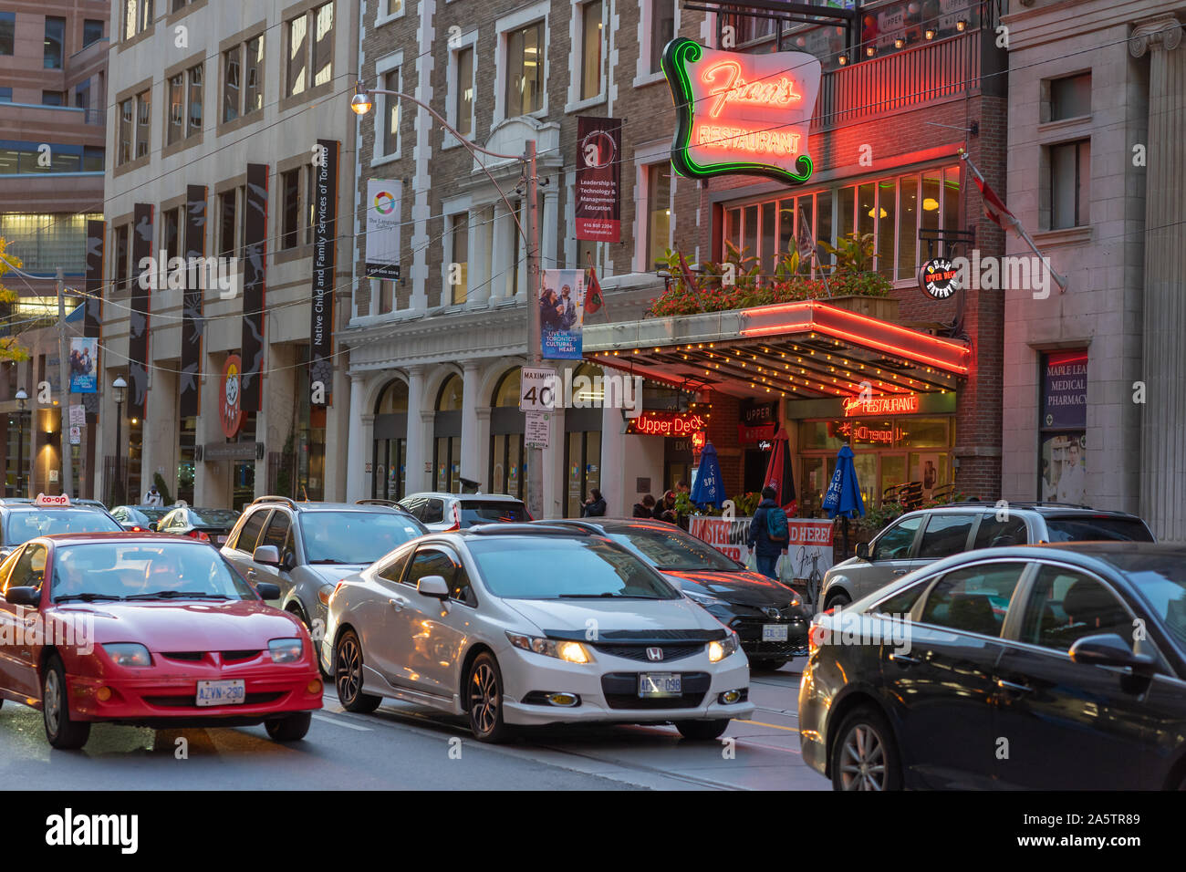 Yonge Street in Toronto lit up for a moment during this Sunday
