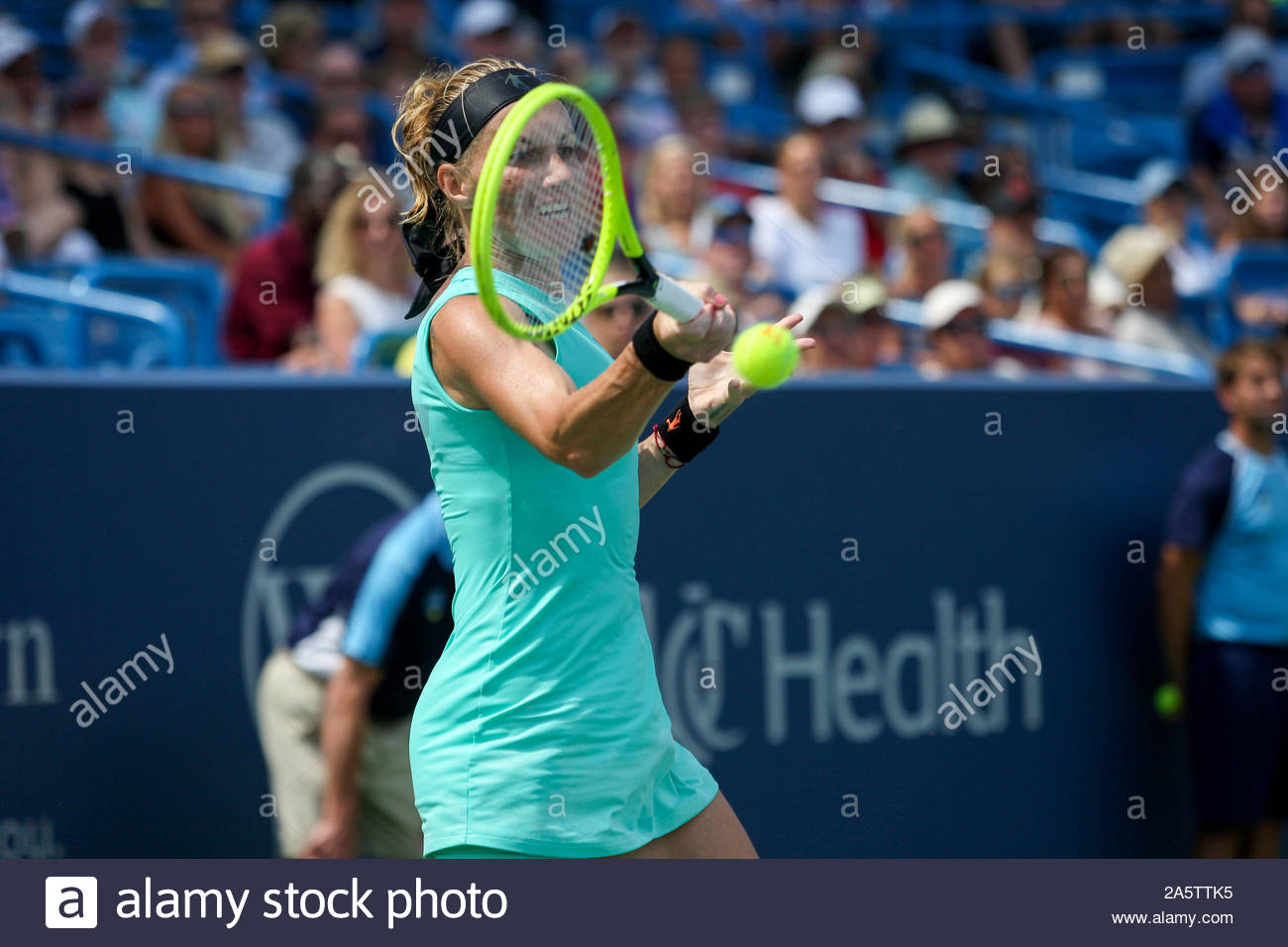 Svetlana Kuznetsova Rus Hits A Forehand To Ashleigh Barty Aus During The Western And Southern Open
