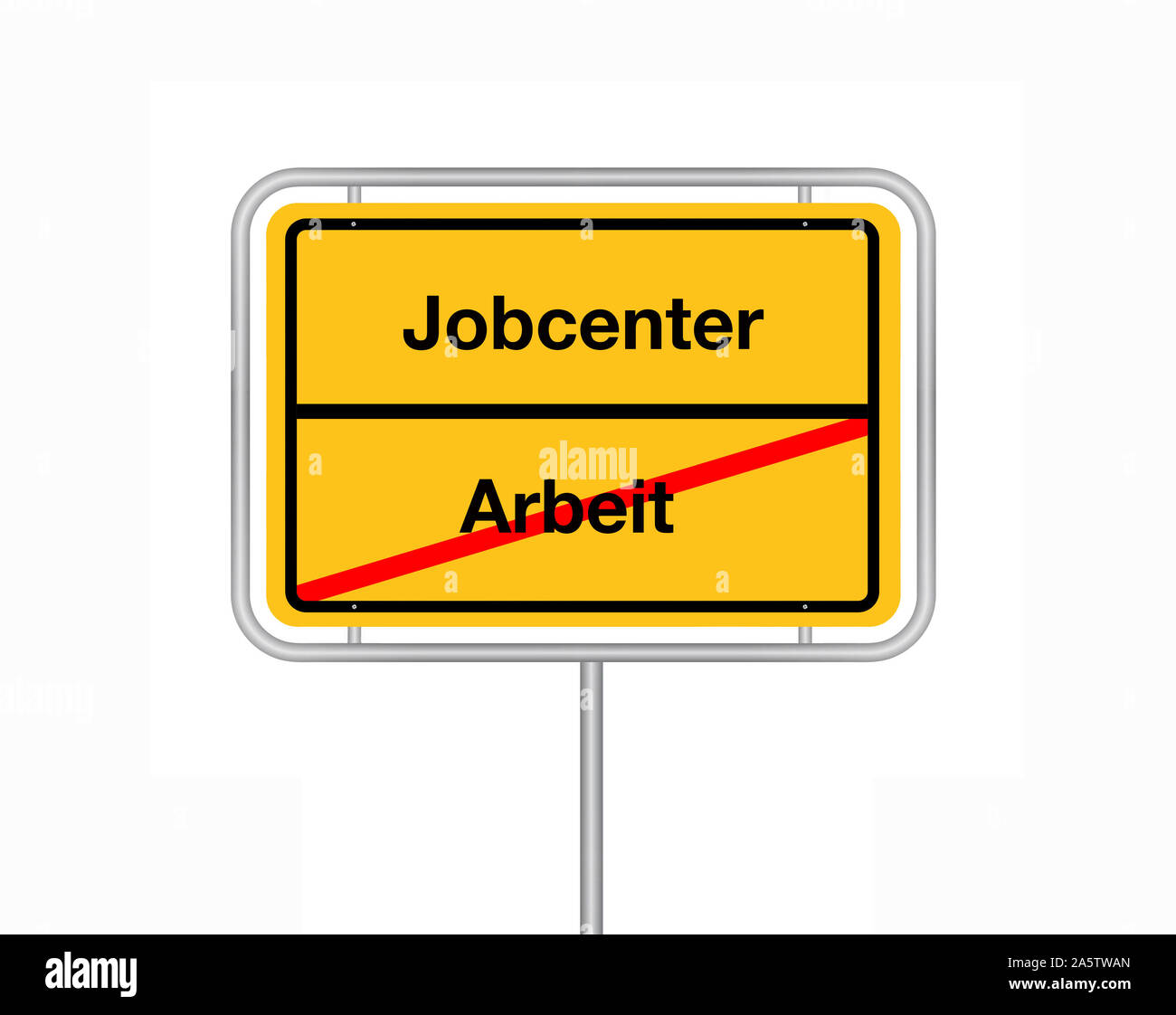 Ortsschild, Ortsausgangsschild, Arbeit, Jobcenter, Bundesrepublik Deutschland, Stock Photo
