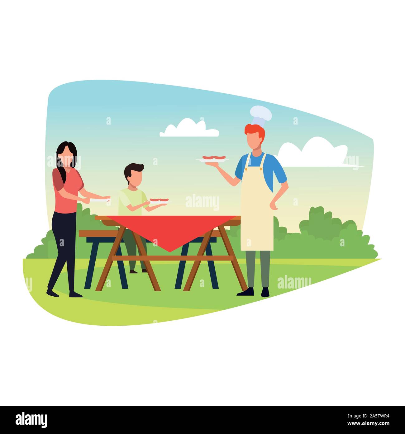Picnic table in nature Cut Out Stock Images & Pictures - Alamy