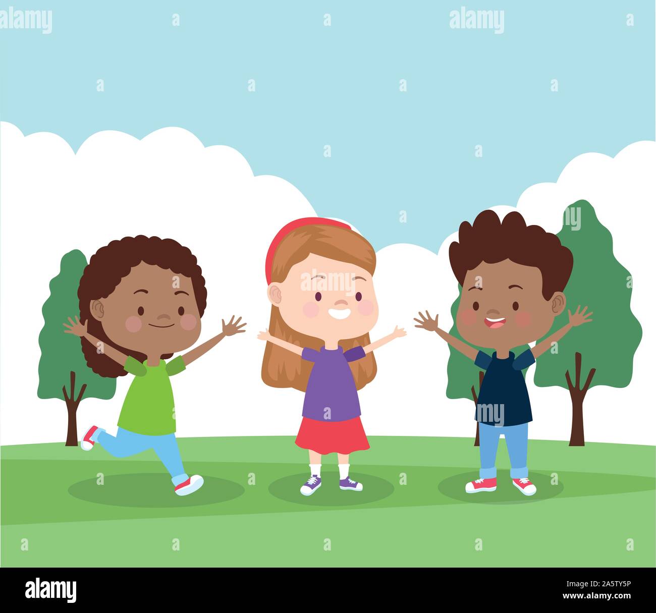 cartoon happy little kids, colorful design Stock Vector Image & Art - Alamy