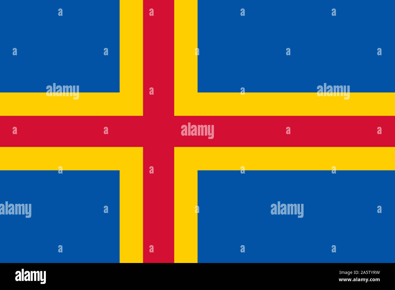 Nationalfahne, Flagge von Aland Inseln, Finnland, Skandinavien Stock Photo