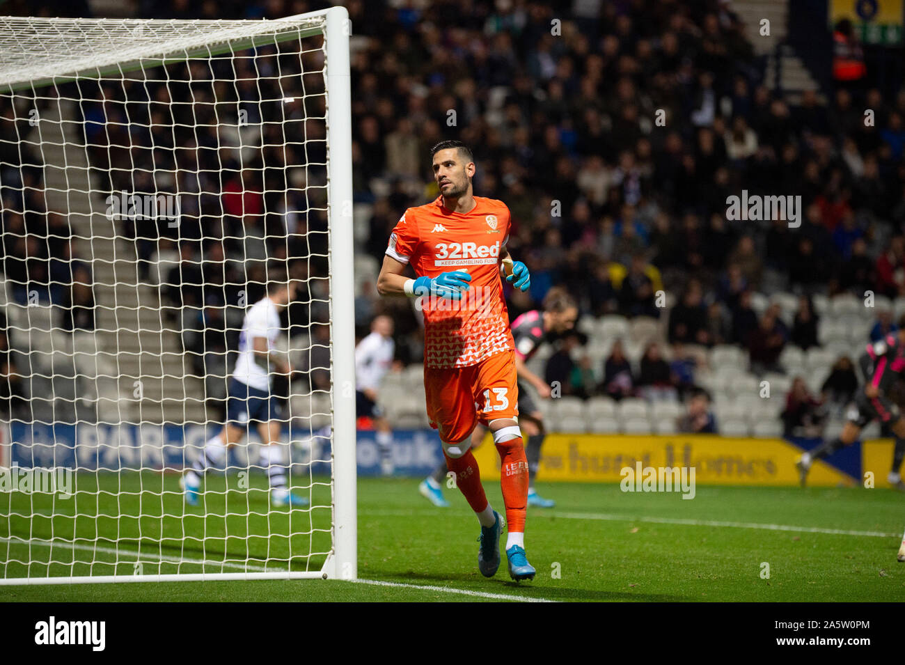 PRESTON, ENGLAND. OCTOBER 22ND Kiko Casilla of Leeds United during the Sky Bet Championship match between Preston North End and Leeds United at Deepdale, Preston on Tuesday 22nd October 2019. (Credit: Pat Scaasi | MI News) Editorial Use Only. Credit: MI News & Sport /Alamy Live News Stock Photo