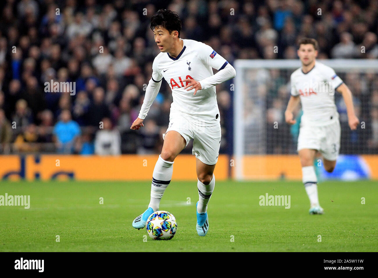 London, UK. 22nd Oct, 2019. Son Heung-min of Tottenham Hotspur in action. UEFA Champions league match, group B match, Tottenham Hotspur v Red Star Belgrade at The Tottenham Hotspur Stadium in London on Tuesday 22nd October 2019. this image may only be used for Editorial purposes. Editorial use only, license required for commercial use. No use in betting, games or a single club/league/player publications . pic by Steffan Bowen/Andrew Orchard sports photography/Alamy Live news Credit: Andrew Orchard sports photography/Alamy Live News Stock Photo