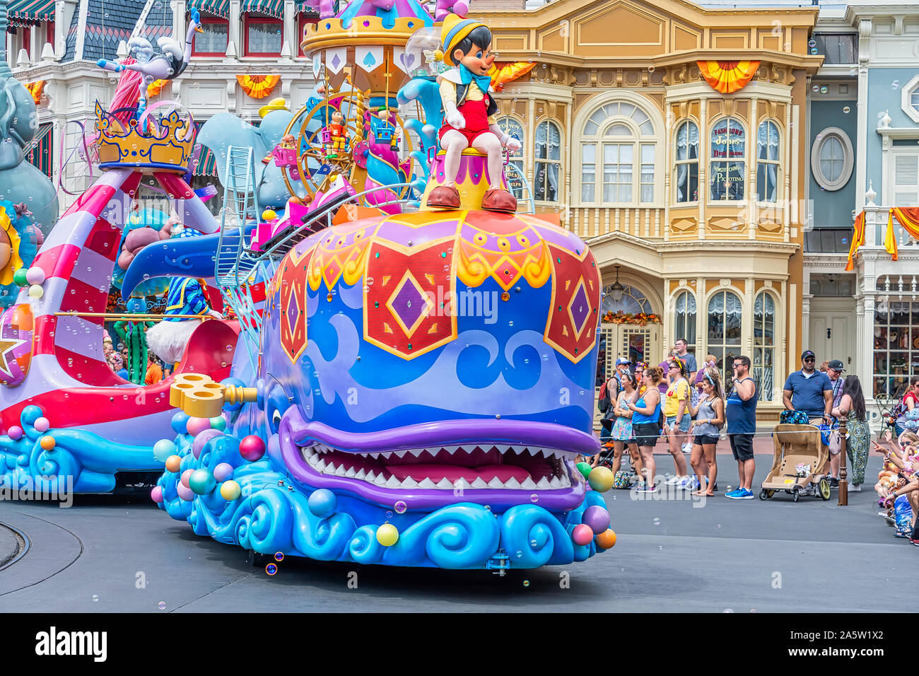 Pinocchio float from the Festival of Fantasy Parade at the Magic Kingdom Stock Photo