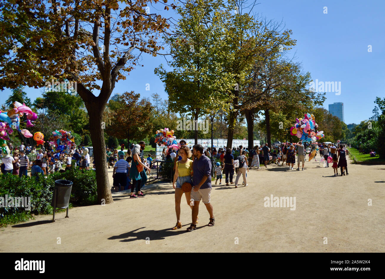 People walking through Ciutadella Park during La Merce 2019 in Barcelona, Spain Stock Photo