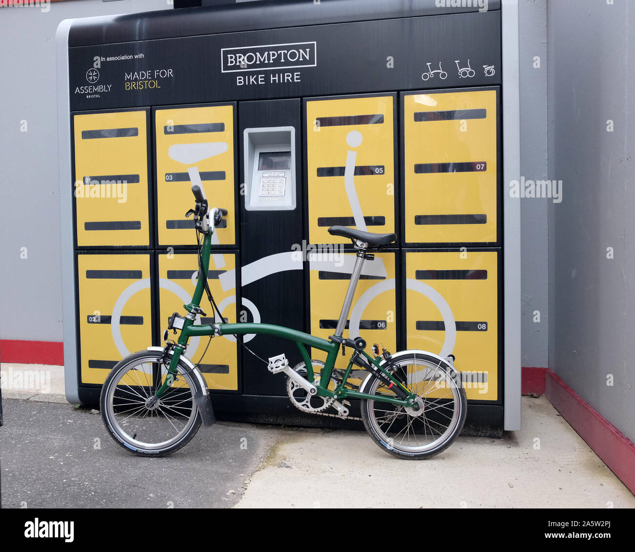 October 2019 Brompton bike hire point on a construction site in