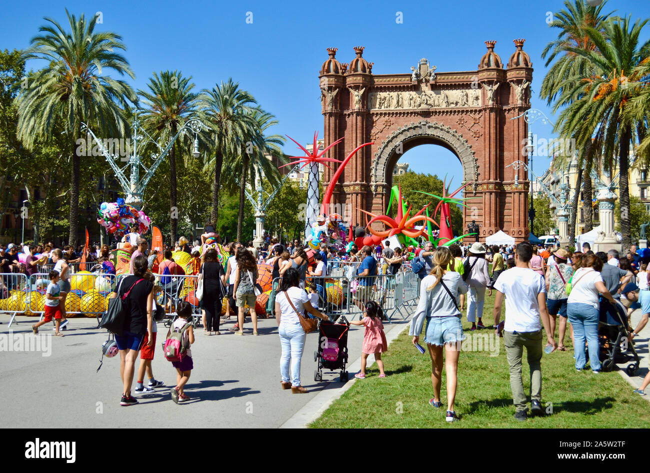 People at Ciutadella Park during La Merce 2019 in Barcelona, Spain Stock Photo
