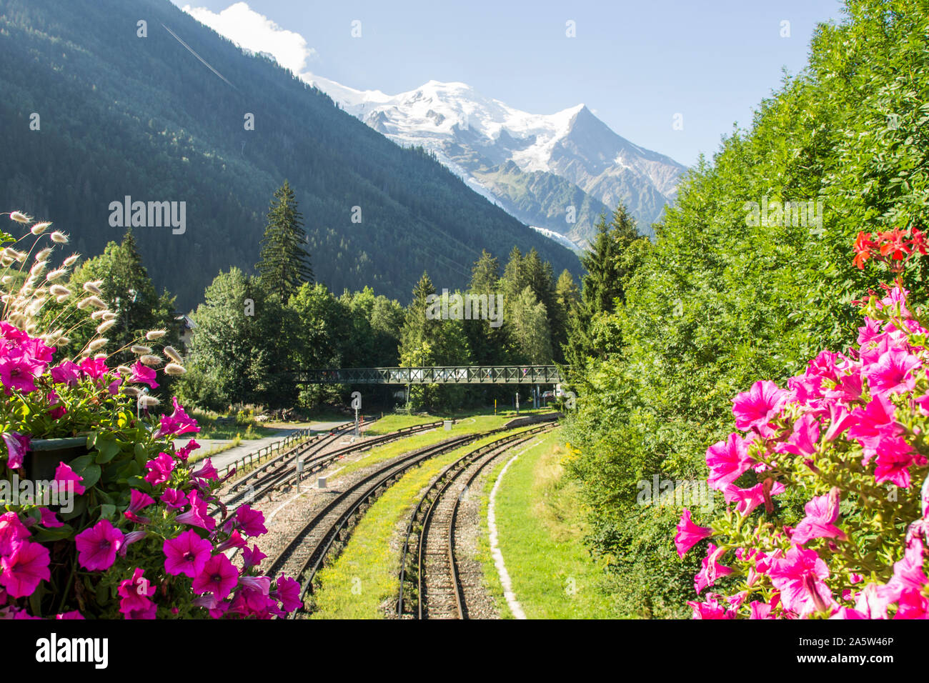 Summer in Chamonix Mont Blanc, a ski resort at the foot of Mont ...