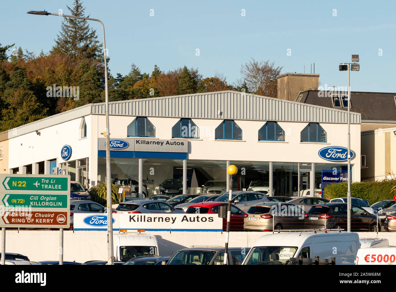 Car dealership Ireland and Killarney Autos headquarter and distributor centre in Killarney, County Kerry, Ireland Stock Photo