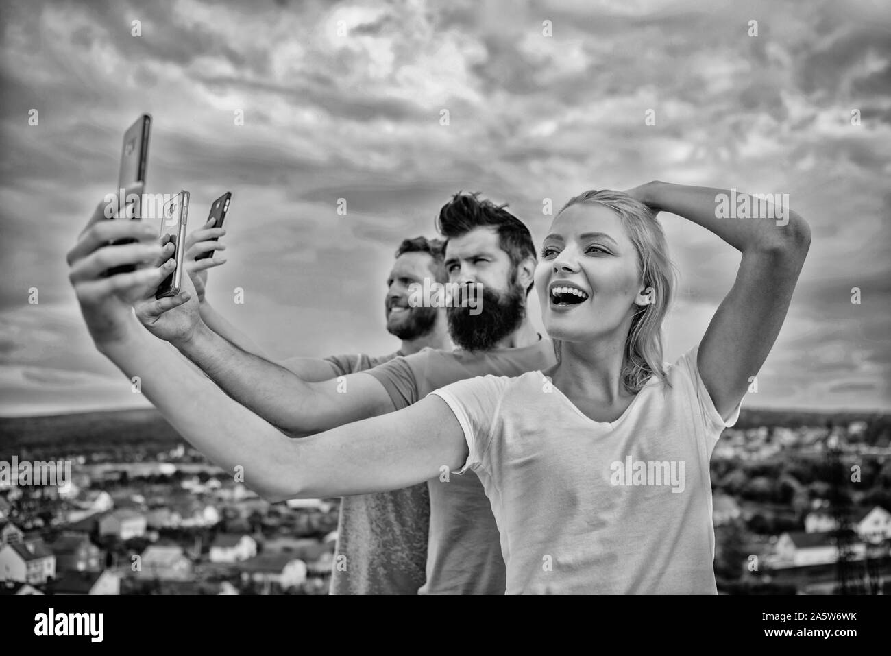 Group diverse people standing Black and White Stock Photos & Images - Alamy
