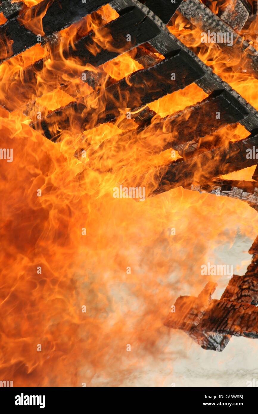 timber fire, wood on fire Stock Photo