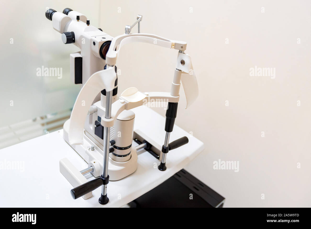 Elements of optical medical devices used in ophthalmology close Stock