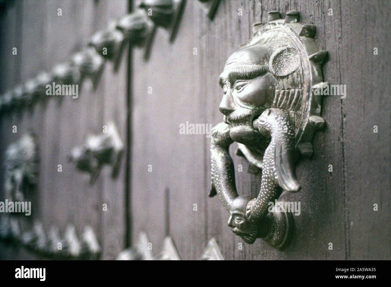 Door detail, cathedral of Merida Stock Photo