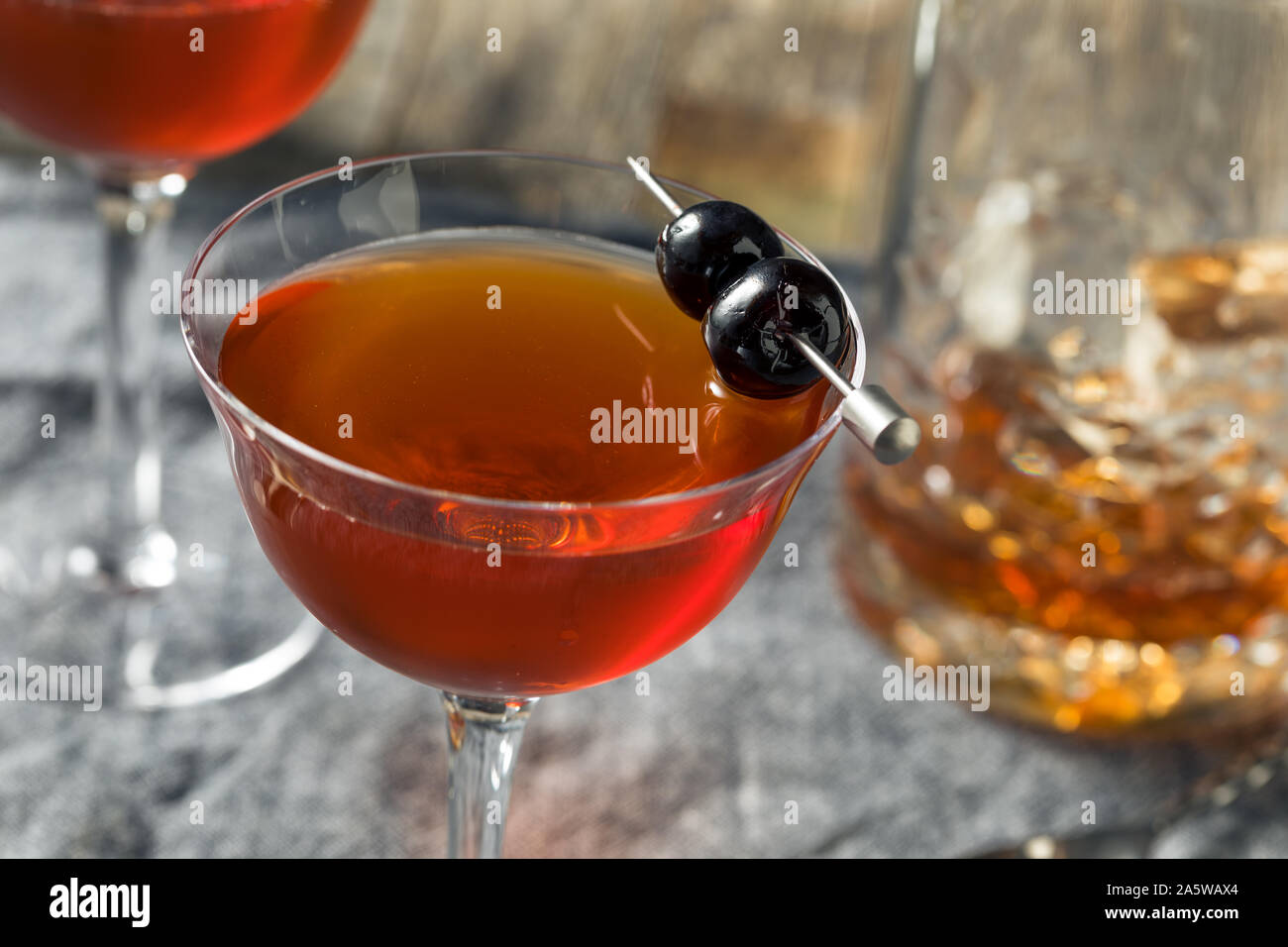 Homemade Rob Roy Cocktail with Scotch and Vermouth Stock Photo Alamy