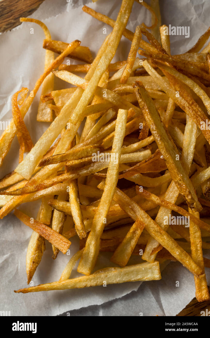 Homemade Shoestring French Fries with Sea Salt Stock Photo Alamy