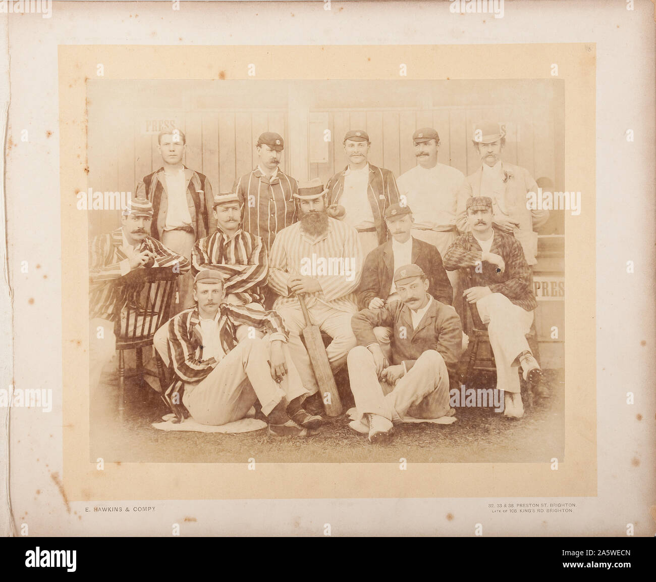 The South Of England Cricket Team 1892. The south of england X1 before their match against the North X1 during the Hastings Cricket Festival. Stock Photo