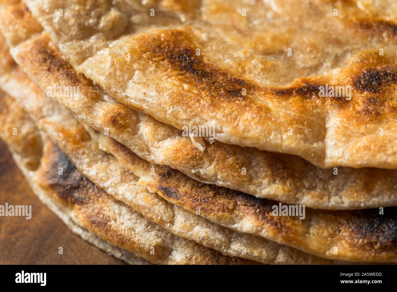 Homemade Indian Roti Chapati Bread Ready to Eat Stock Photo