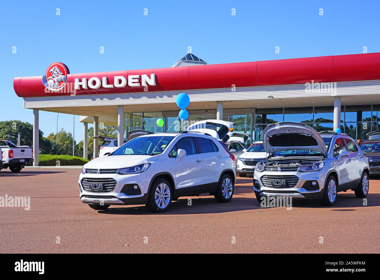 ROCKINGHAM, AUSTRALIA -3 JUL 2019- View of a Holden car dealership near Perth in Western Australia. Stock Photo