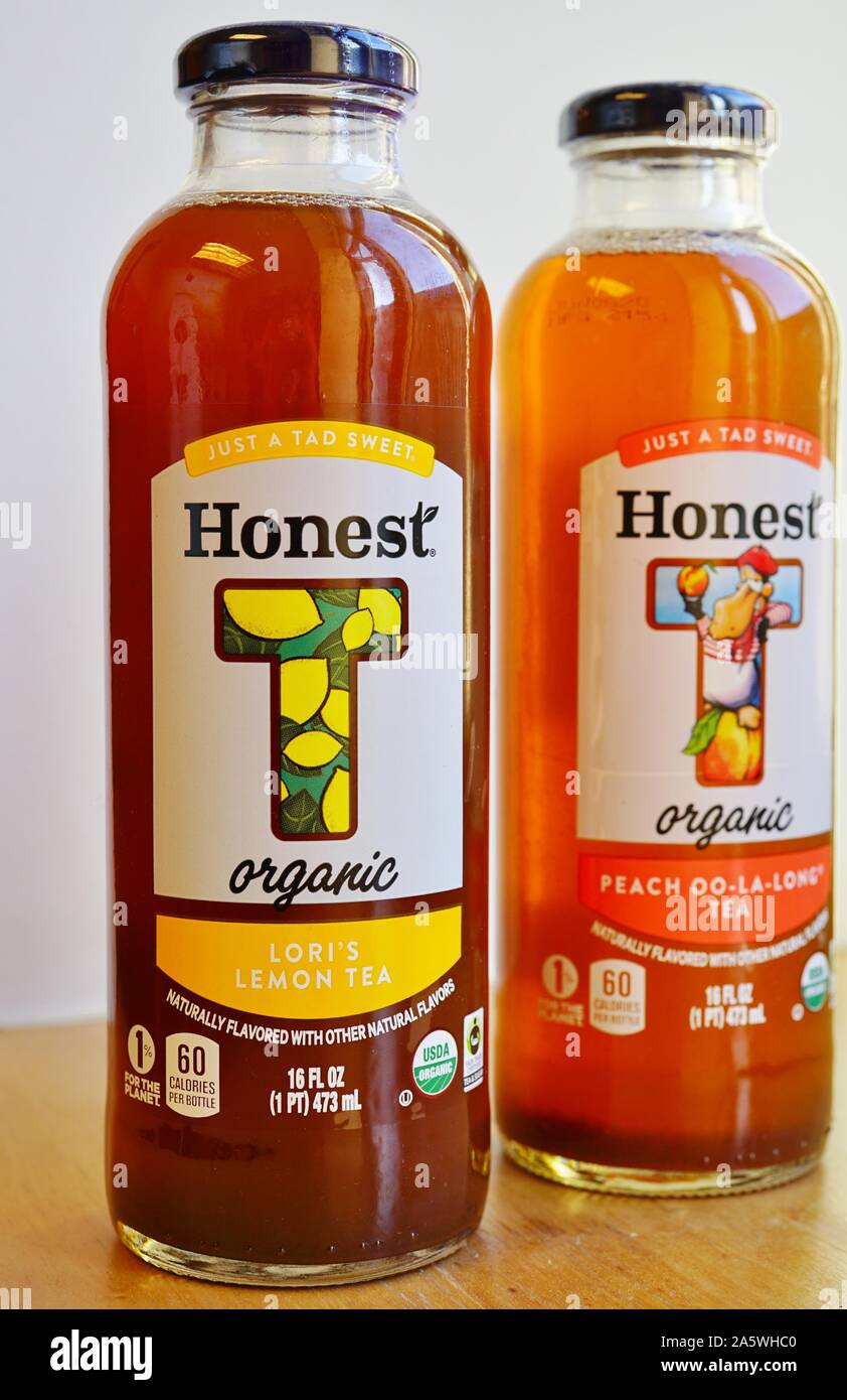 PRINCETON, NJ 21 OCT 2019 View of two bottles of Honest T iced tea
