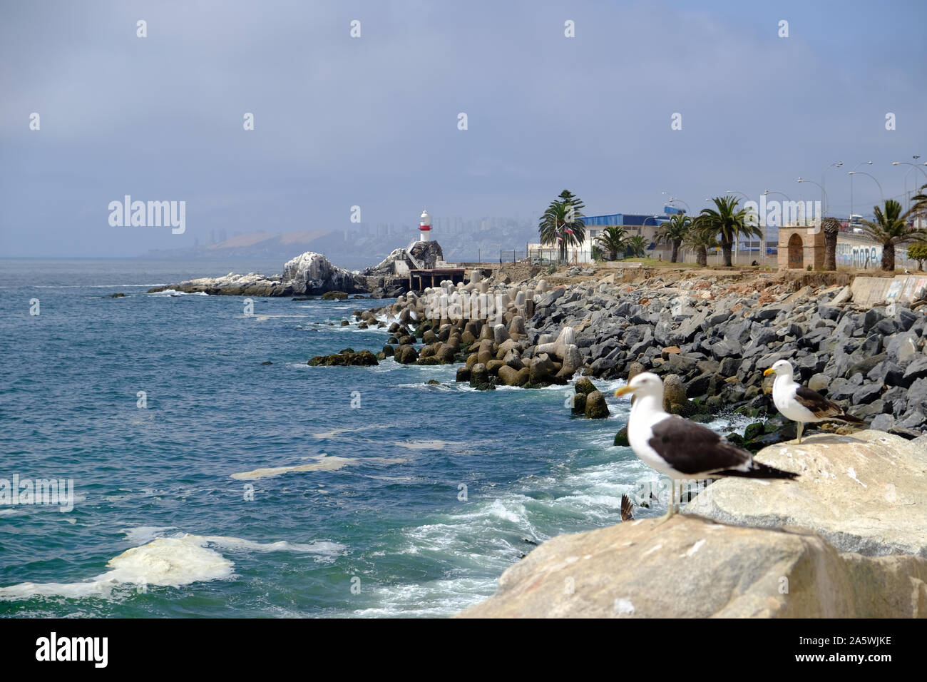 Wonderful Coastlines - inhabited areas, Chile Valparaiso Stock Photo